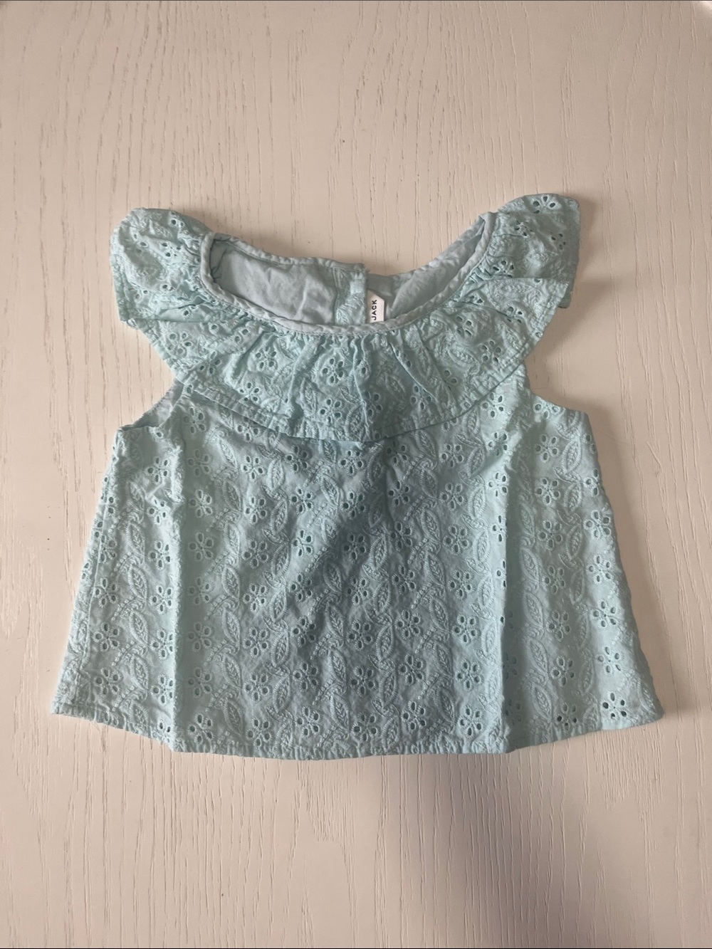 Janie and Jack Light Blue Eyelet Ruffle Tank Top